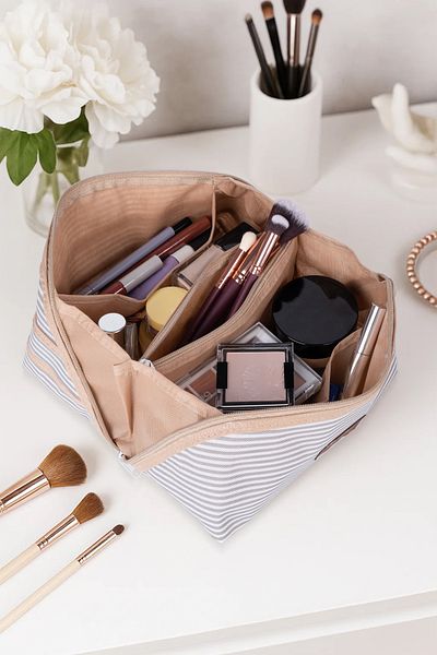 MorPort Multi-Purpose Makeup Bag with Handle and Large Compartment Travel Type Cosmetic Organizer
