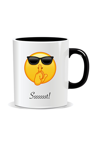 OEM Cana personalizata cu Emoji, Liniste!, Ssst! - Interior negru