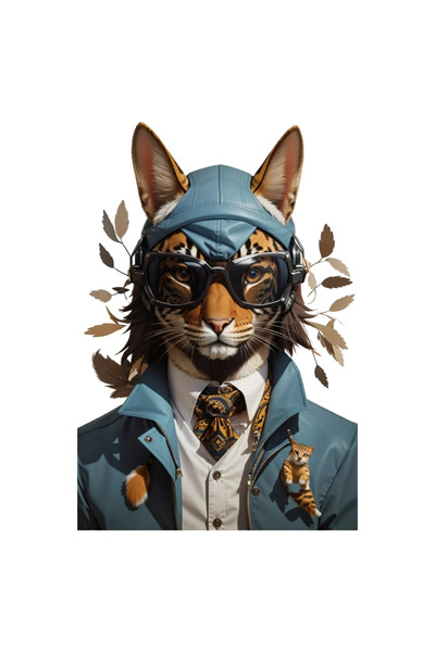 INOVATIX Set de 8 piese, autocolant Panteră în costum cu ochelari de soare, INOVATIX®. 6 cm