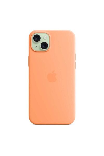Apple Husa de protectie Silicone Case with MagSafe pentru Apple iPhone 15 Plus, Orange Sorbet