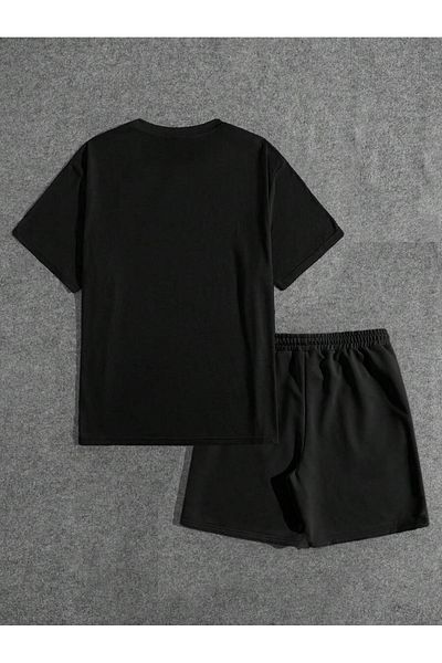 Boi Experience T-Shirt Shorts - Black Shorts T-Shirt Top Bottom Set Printed Crew Neck