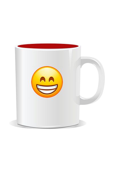 OEM Personalized mug with laughing Emoji, Happiness is written on the face