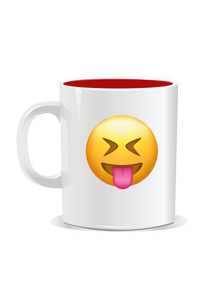 OEM Personalized mug with Emoji, Sticking out tongue - Red interior