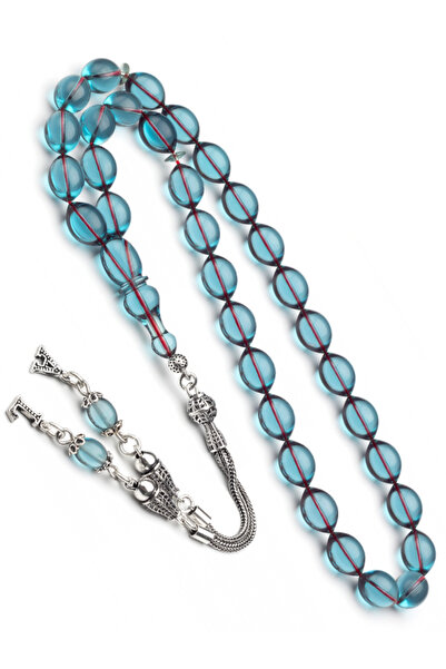 OTTOTESBİH Rozariu din argint certificat, ciucuri de argint, 8x11mm, 0.6mm, transparent, Delim Fire Amber