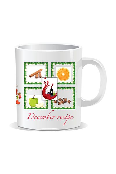 OEM Personalized Christmas mug, December recipe - White interior