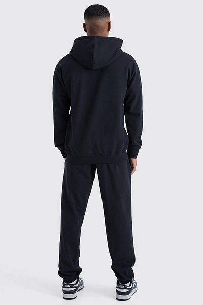 Boi Los Angeles USA Tracksuit - Black Printed Suit Jogger Sweatshirt Elastic Leg Hooded