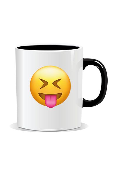 OEM Personalized mug with Emoji, Sticking out tongue - Black interior