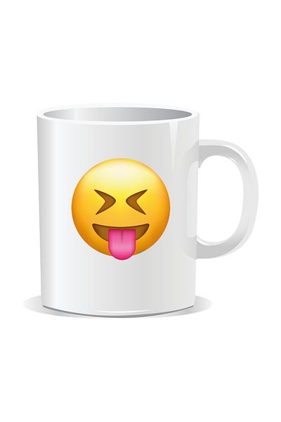 OEM Personalized mug with Emoji, Sticking out tongue - White interior