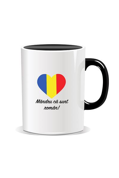 OEM Personalized mug for December 1st, Proud to be Romanian - Black interior
