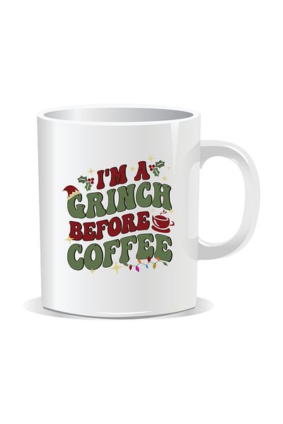 OEM Personalized Christmas mug, I'm a Grinch before coffee - White interior