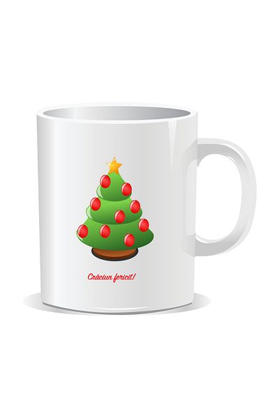 OEM Personalized Christmas mug, Decorated Tree - White interior