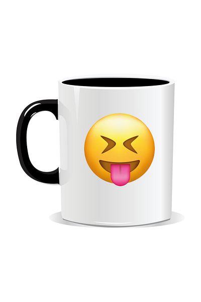 OEM Personalized mug with Emoji, Sticking out tongue - Black interior