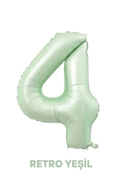 Bunloon 4 Rakam Balon Retro Yeşil Renk 76 cm Doğum Günü Parti Süsleme