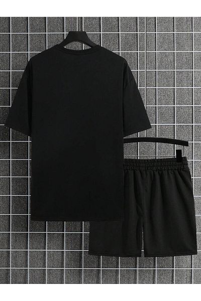 Boi Emoji T-Shirt Shorts - Black Shorts T-Shirt Top and Bottom Set Printed Crew Neck