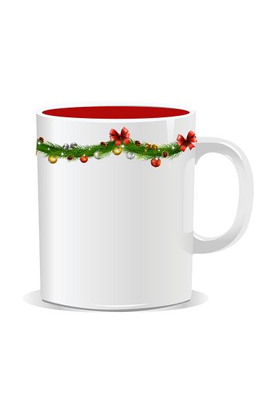 OEM Personalized Christmas mug, Tinsel - Red interior