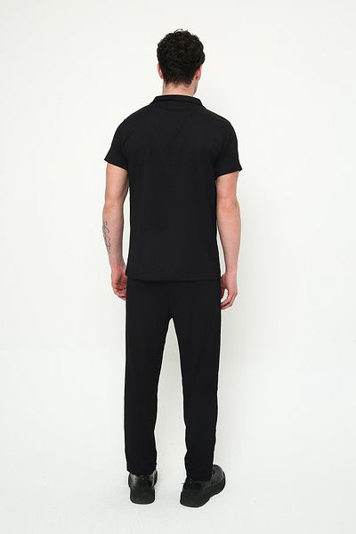 Boi Men's Black Wrinkled Crinkle Fabric T-Shirt and Pantalon Set – Summer Lycra Short Sleeve Baby Collar