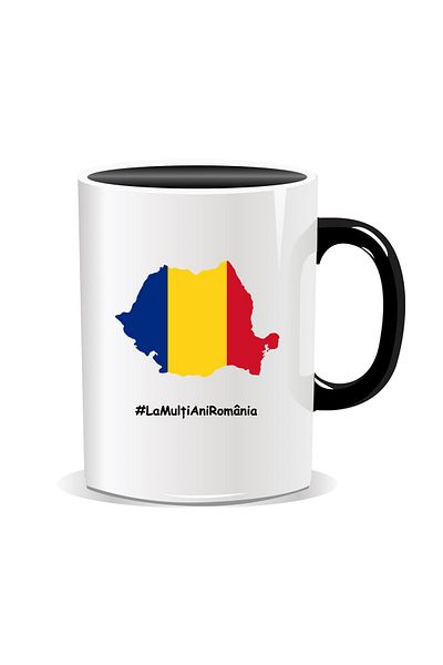 OEM Personalized mug for December 1st, Map of Romania, #LaMultiAniRomania - Black interior