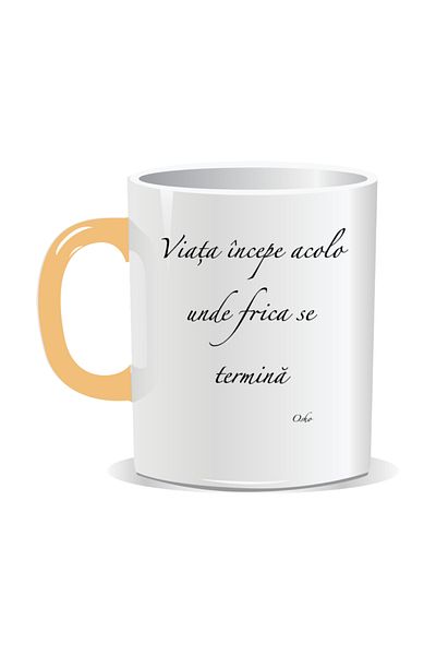 OEM Personalized mug with inspirational message, Life begins where fear ends