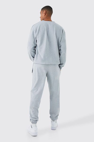 Boi Extreme 13 Flag Tracksuit Set - Gray Printed Suit Jogger Sweatshirt Elastic Leg Crew Neck