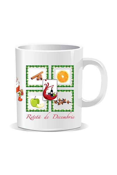 OEM Personalized Christmas Mug, December Recipe - White Interior