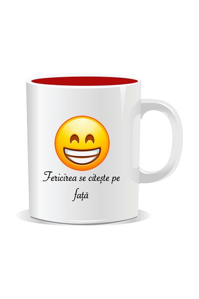 OEM Personalized mug with laughing Emoji, Happiness is written on the face