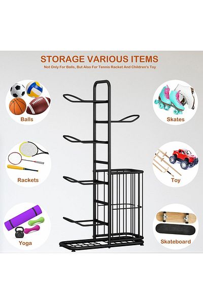 Generic Ball Storage Rack, Football Stand, Ball Storage Garage, Ball Holder, Sports Equipment Storage For Ga