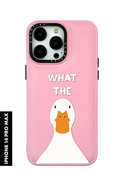 mooodcase iPhone 14 Pro Max Uyumlu What The Duck Desenli Silikonlu Pillow Kılıf
