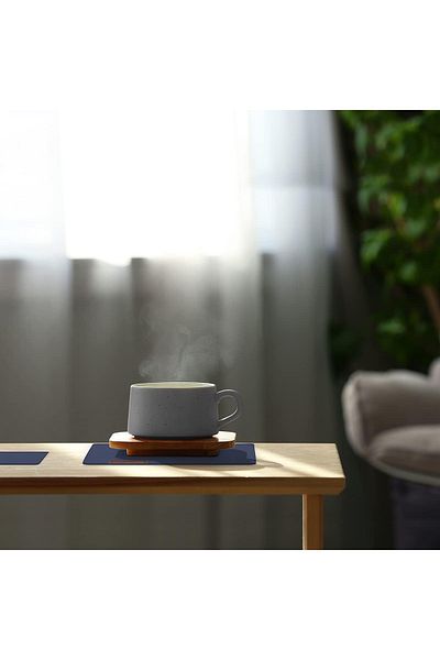 Sølmo Set of 8 Sølmo coasters, felt, dark blue, 10/20 cm