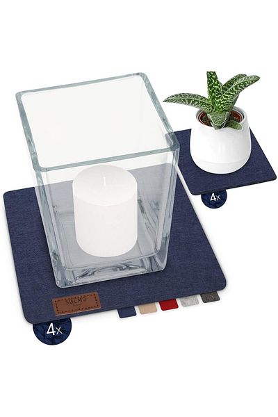 Sølmo Set of 8 Sølmo coasters, felt, dark blue, 10/20 cm