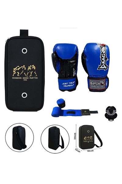 Dragondo Attack 5 + Boxing Gloves Kick Boxing Muay Thai Gloves Set of 3 and Gloves with Carry Bag