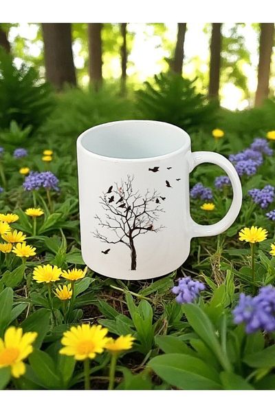 lili hediyelik Tree and Birds Printed White Mug