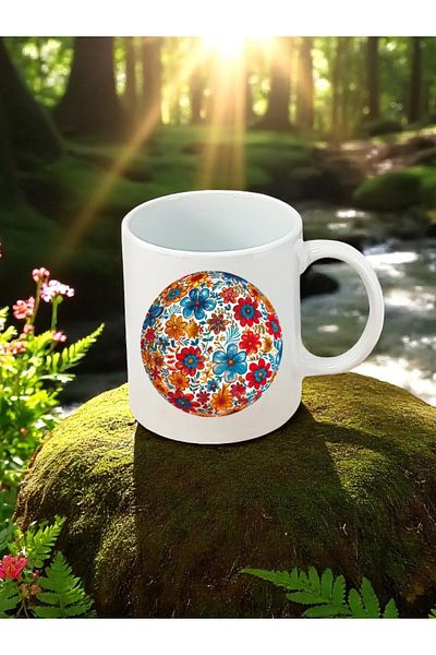 lili hediyelik Flower Ball Printed White Mug Cup