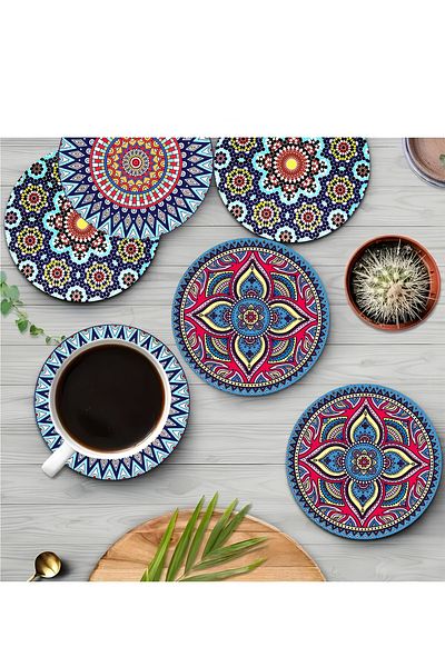 kutuTR 6-Piece Wooden Coasters Brd-009
