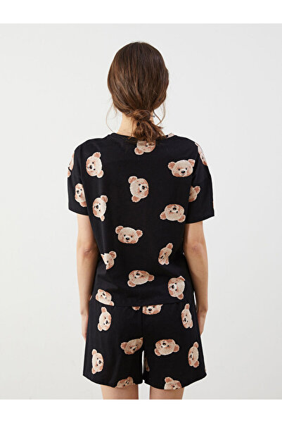 LC Waikiki LCW Young Bisiklet Yaka Ayı Baskılı Kadın Şortlu Pijama Takımı (S5)