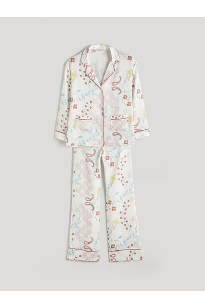 LC Waikiki Shirt Collar Patterned Women's Pajamas Set