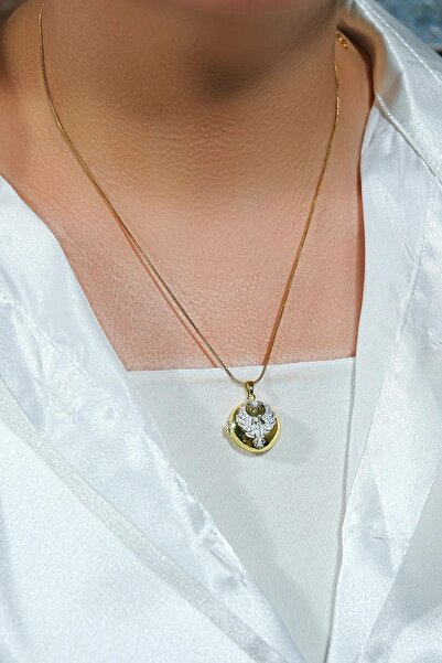 alyacs قلادة طاووس أليا مطلية بالذهب مع غطاء فولاذي