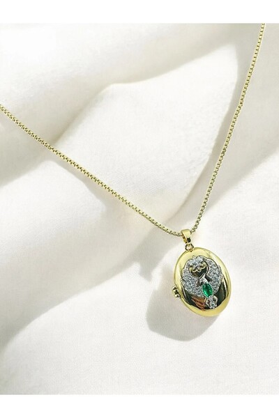 alyacs Peacock Alya Necklace Gold Color Steel Cover Necklace