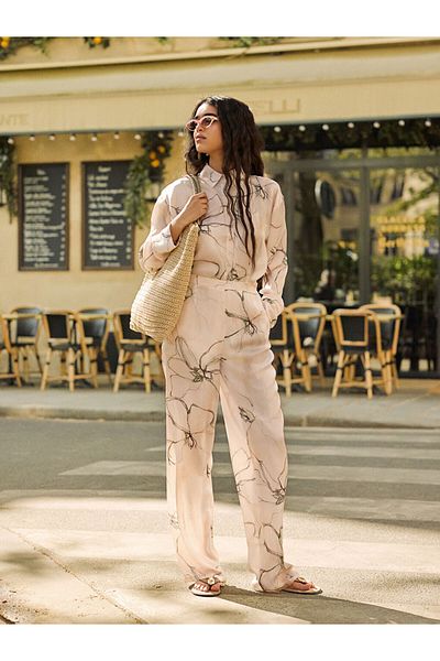 LC Waikiki Shirt Collar Floral Women's Pajamas Set