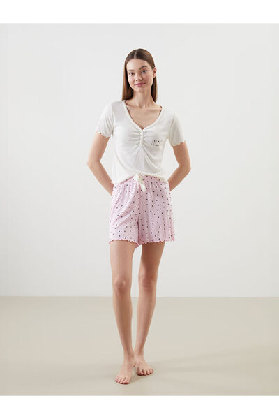 LC Waikiki Σετ γυναικεία πιτζάμα με στάμπα καρδιάς με σορτς