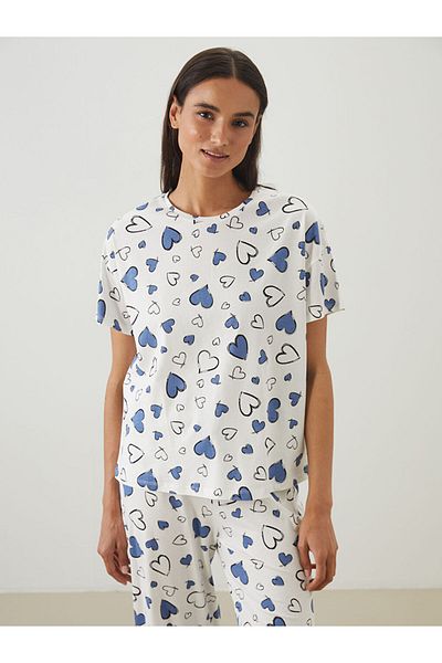 LC Waikiki New Season Crew Neck Patterned Women's Capri Pajama Set - S5Jr01Z8