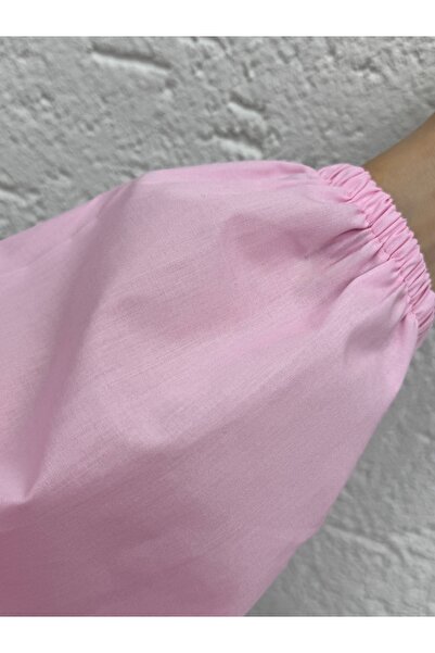 Mihra Soretta κοντό πουκάμισο με βολάν αριστερό ώμο-BN4214 ροζ