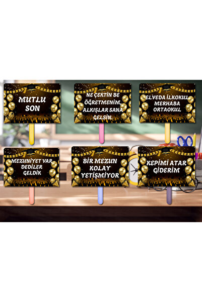 Kozalak Tasarım Mezuniyet Temalı El Pankartları 6 Parça