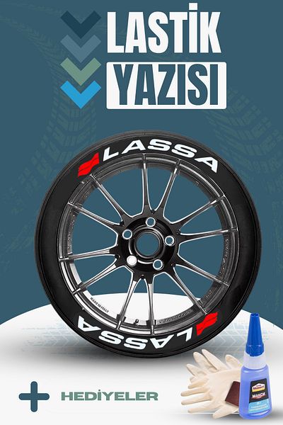 Baghes Lassa Motorcycle and Automobile Vehicle 3D Auto Engine Tire Lettering Sticker Emblem Set – 8 Pieces