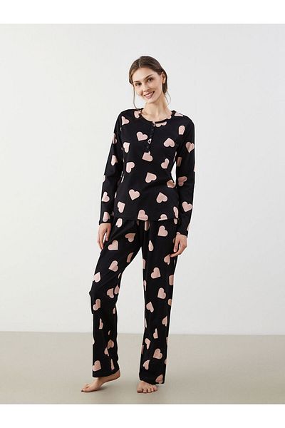LC Waikiki Crew Neck Patterned Women's Pajamas Set