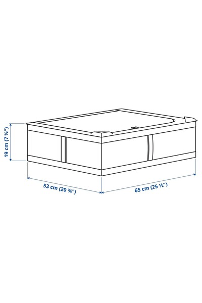 IKEA Fermuarlı Düzenleme Kutusu 63x53x19 Cm Saklama Kutusu Polyester Hurç Koyu Gri