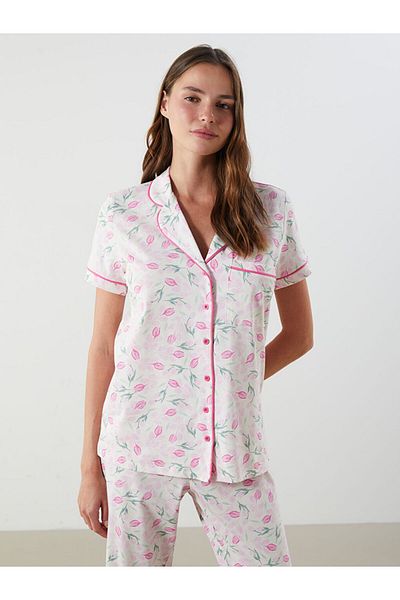 LC Waikiki New Season Shirt Collar Floral Women's Pajama Set - S5Jj14Z8