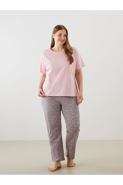 LC Waikiki New Season Large Size Patterned Women's Pajama Set - S5P665Z8