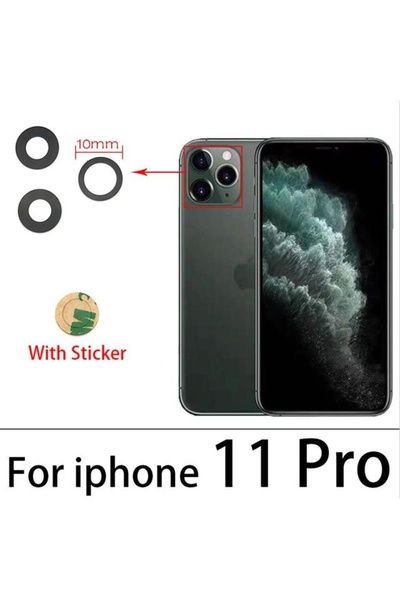 indirimplus iPhone 11 PRO Arka Kamera Camı Lens Yapışkanlı