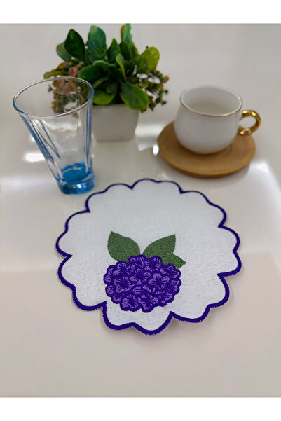 AYNAKIŞÇEYİZ 6 Μωβ μπουκέτο με μοτίβο καφέ και σουβέρ και σουβέρ