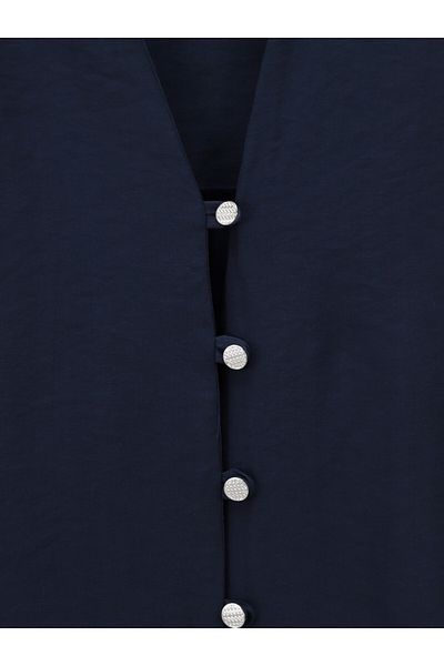 Modamorfo Long Button Back Shirt with Sleeve Laces - Navy